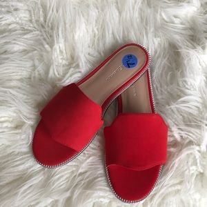 BGBGeneration red suede sandals